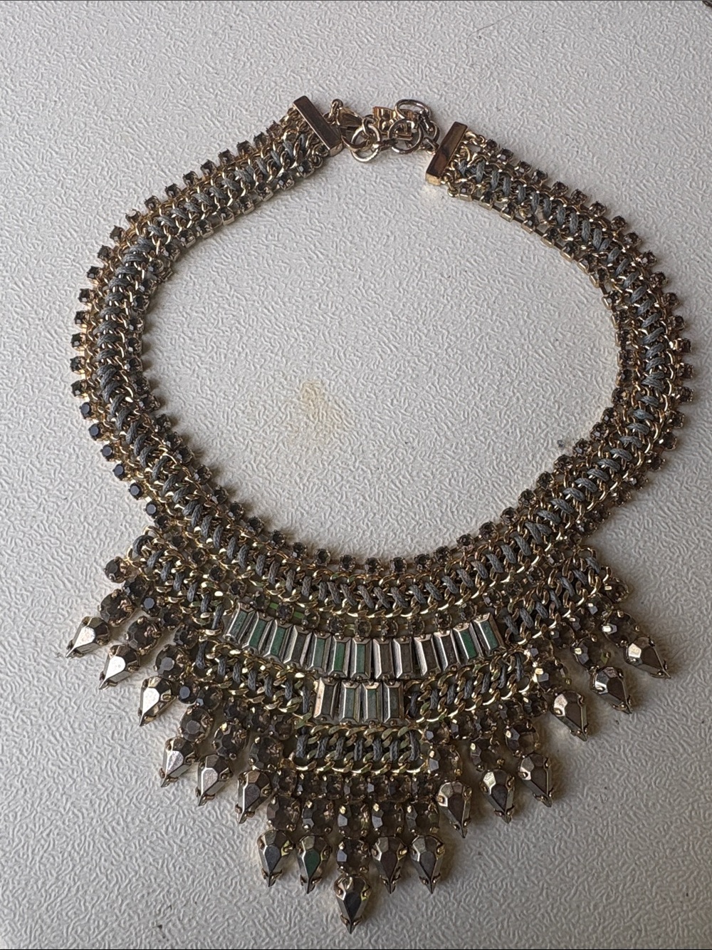 Gold and Silver Statement Bib Necklace - Women's Jewelry